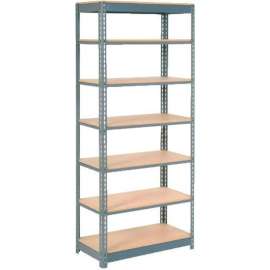 Heavy Duty Shelving 36"W x 12"D x 96"H With 7 Shelves - Wood Deck - Gray