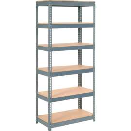 Extra Heavy Duty Shelving 36"W x 18"D x 96"H With 6 Shelves, Wood Deck, Gry
