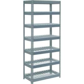 Extra Heavy Duty Shelving 36"W x 24"D x 96"H With 7 Shelves, Wire Deck, Gry