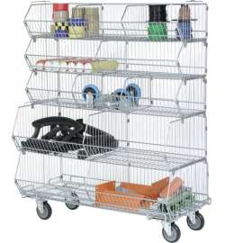 Global Industrial Modular Wire Stacking Basket Rack w/ 3(E), 2(F) Bins, 48"W x 20"D x 51"H