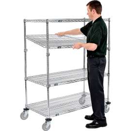Nexel E-Z Adjust Wire Shelf Truck, 1200 lb. Capacity, 72"L x 18"W x 60"H