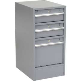 Global Industrial Steel Pedestal W/ 3 Drawers, 15-3/4"W x 20"D, Gray