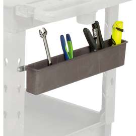 Global Industrial Utility Bin w/Railing Mount Kit, 21"L x 2-1/2"W x 4"H, Gray