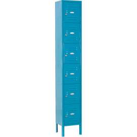 Global Industrial 6-Tier 6 Door Box Locker, 12"W x 12"D x 12"H, Blue, Unassembled