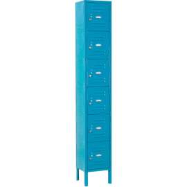 Global Industrial 6-Tier 6 Door Box Locker, 12"W x 15"D x 12"H, Blue, Assembled