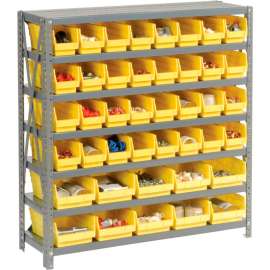 Steel Shelving - Total 42 4"H Plastic Shelf Bins Yellow, 36x18x39-7 Shelves