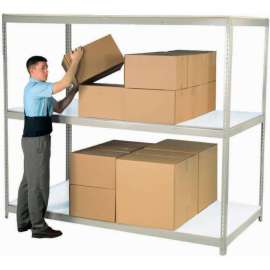 Global Industrial Additional Shelf, Double Rivet Channel, Melamine Deck, 96"W x 24"D, Gray