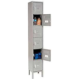 Global Industrial 6-Tier 6 Door Box Locker, 12"W x 15"D x 12"H, Gray, Assembled
