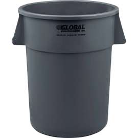 Global Industrial Plastic Trash Can, Gray, 55 Gallon
