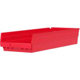 Akro-Mils Plastic Nesting Storage Shelf Bin 30184 - 8-3/8"W x 23-5/8"D x 4"H Red