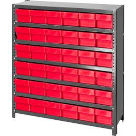 Quantum Storage Systems CL1239-601 Closed Shelving Euro Drawer Unit - 36x12x39 - 36 Euro Drawers Red