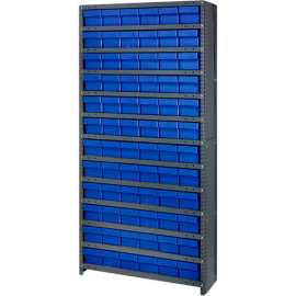Quantum Storage Systems CL1275-601 Closed Shelving Euro Drawer Unit - 36x12x75 - 72 Euro Drawers Blue