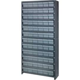 Quantum Storage Systems CL1275-601 Closed Shelving Euro Drawer Unit - 36x12x75 - 72 Euro Drawers Gray