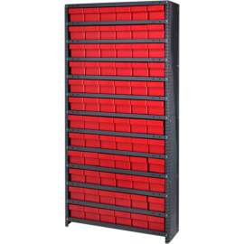 Quantum Storage Systems CL1875-602 Closed Shelving Euro Drawer Unit - 36x18x75 - 72 Euro Drawers Red