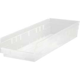 Plastic Nesting Storage Shelf Bin QSB114CL 8-3/8"W x 23-5/8"D x 4"H Clear