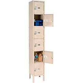 Global Industrial 6-Tier 6 Door Box Locker, 12"W x 18"D x 12"H, Tan, Assembled