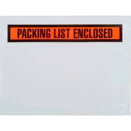 Panel Face Envelopes, "Packing List Enclosed" Print, 7"L x 5-1/2"W, Orange, 1000/Pack