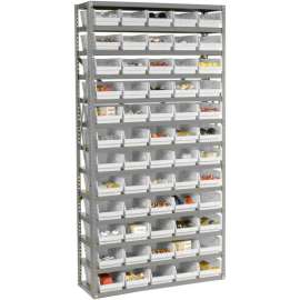 Steel Shelving with 60 4"H Plastic Shelf Bins Ivory - 36x12x72-13 Shelves