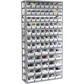 Steel Shelving - Total 81 4"H Plastic Shelf Bins Ivory - 36x12x72-13 Shelves