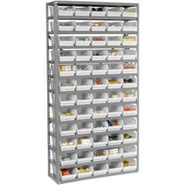 Steel Shelving with 96 4"H Plastic Shelf Bins Ivory - 36x12x72-13 Shelves