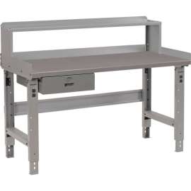 Global Industrial Workbench w/ Steel Square Edge Top & Riser, 60"W x 30"D, Gray