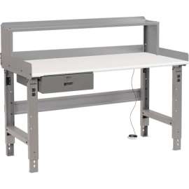 Global Industrial Workbench w/ ESD Safety Edge Top, Drawer & Riser, 72"W x 36"D, Gray
