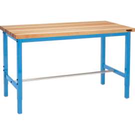 Global Industrial 96 x 30 Adjustable Height Workbench Square Tube Leg - Birch Square Edge Blue