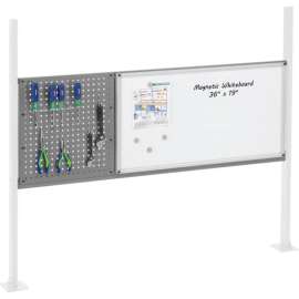 Global Industrial 18" Pegboard & 36" Whiteboard Panel Kit, 60"W, Gray