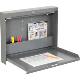 Global Industrial Wall Mounted Fold Down Shop Desk, 20"W x 3-3/8"D, Gray