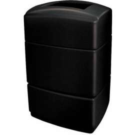 PolyTec Rectangular Waste Container, Black, 40 Gallon