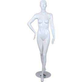 Female Mannequin - Right Arm on Hip, Left Leg Forward - Gloss Finish, White