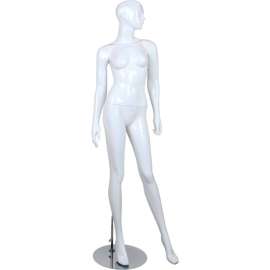 Female Mannequin -Hands to the Side, Left Leg Out- Gloss Finish, White