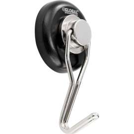 Global Industrial Neodymium Swiveling Magnetic Hook, Black Powdered Coat, 65 Lbs. Pull, 6/Pack