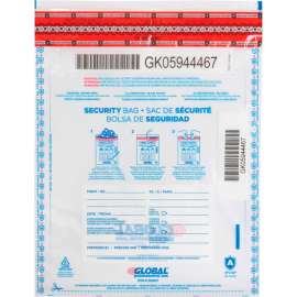 Global Industrial FraudStopper Tamper Evident Deposit Bag, 9"W x 12"H, Clear, 100/Pack