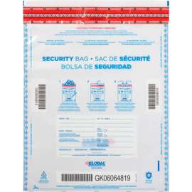 Global Industrial FraudStopper Tamper Evident Deposit Bag, 12"W x 16"H, Clear, 100/Pack