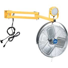 Global Industrial LED Dock Light w/ 40" Arm, 20W, 1800 Lumens, 5000K, 18" 3-Speed Fan