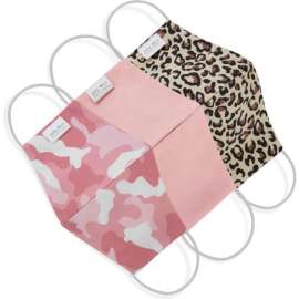 Cloth Face Mask, Reusable/Washable, 3-Layer Contour, Fashion Light, Small, 3/Pack
