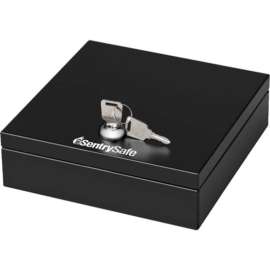 SentrySafe Cash Box/Drawer Safe, Key Lock with Tray, 6-7/10"W x 7-1/10"D x 2-1/10"H, Black