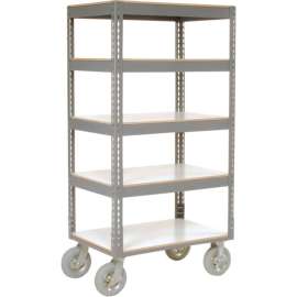 Global Industrial Boltless Shelf Truck w/5 Shelves & Pneumatic Casters, 36"Lx18"Wx68"H, Gray