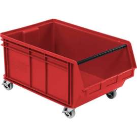 Quantum Mobile Magnum Plastic Stacking Bin, 18-3/8"W x 29"D x 14-7/8"H, Red