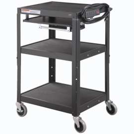 Global Industrial Steel Mobile Workstation Cart with Slide out keyboard & Mouse Shelf - Black
