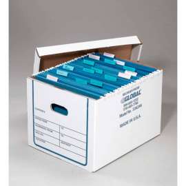 Global Industrial Transfer File Record Storage Boxes, 15"L x 12"W x 10"H, White