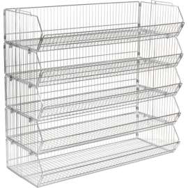 Global Industrial Modular Wire Stacking Bin Basket Rack, 48"W x 20"D x 45"H, 5 Wire Bins