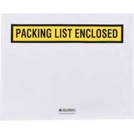 Global Industrial Panel Face Envelopes, "Packing List Enclosed", 12"L x 10"W, Yellow, 500/Pack