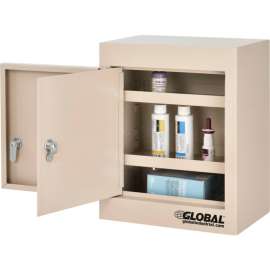 Small Narcotics Cabinet, Double Door/Double Lock, 12"W x 8"D x 15"H, Beige