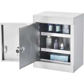 Global Industrial; Stainless Steel Narcotics Cabinet W/Double Door/Double Lock, 12"Wx8"Dx15"H