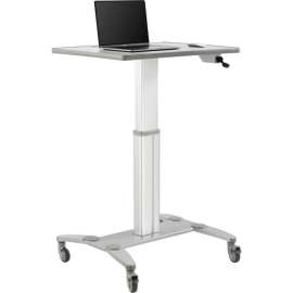 Global Industrial Sit-Stand Mobile Desk With Tablet Slot, Gray/Silver