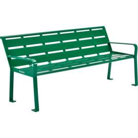 Global Industrial 6' Outdoor Horizontal Steel Slat Park Bench w/ Back, Green