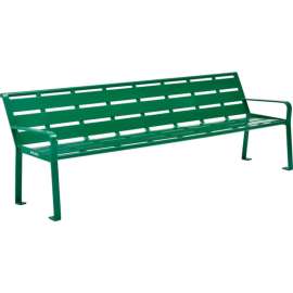 Global Industrial 8' Outdoor Horizontal Steel Slat Park Bench w/ Back, Green