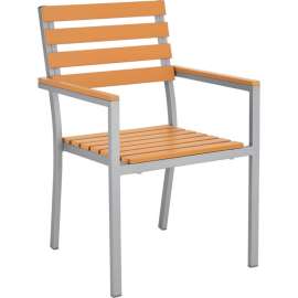 Global Industrial Stackable Outdoor Dining Arm Chair, Tan, 4 Pack